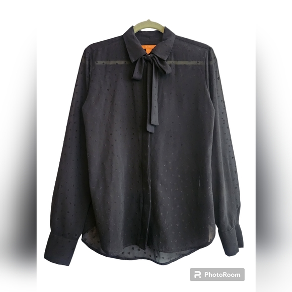 Joe Fresh sheer heart bow-neck blouse - Picture 1 of 4